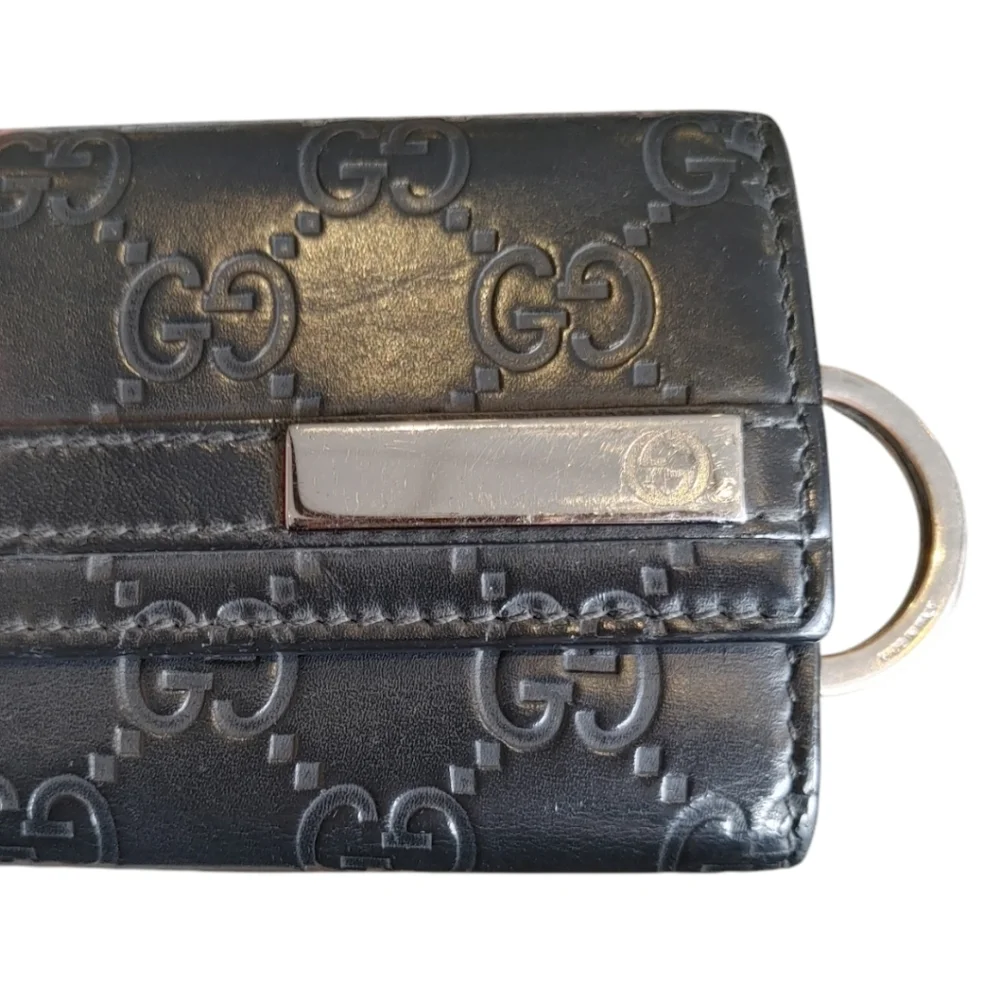 Gucci Guccisimi Black Leather Keycles Card Holder - Picture 13 of 16